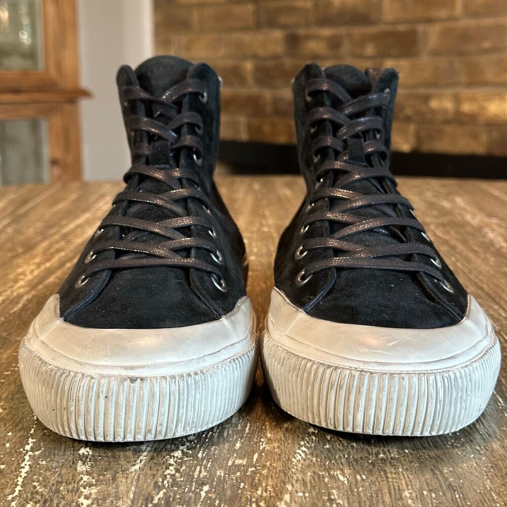 ALLSAINTS Dumont Suede Leather Lace Up High Top Sneakers Black Men’s Size 43 EU - Picture 6 of 12